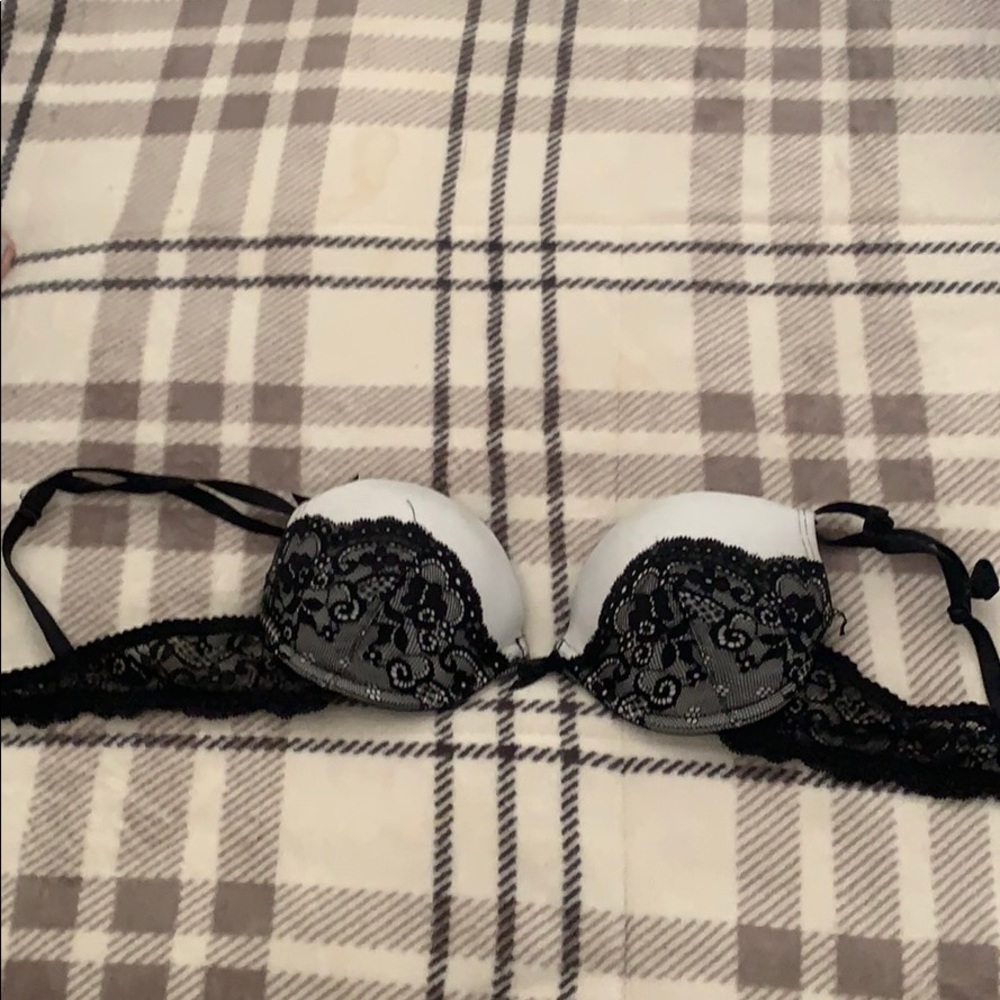 Black and silver lace bra